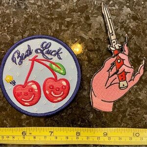 Bad Luck Cherries and Knife Embroidered Patches